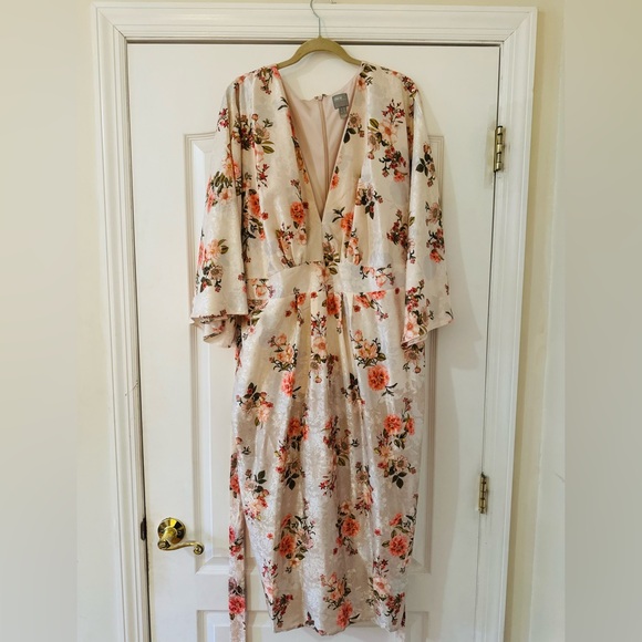ASOS design kimono midi dress printed floral jacquard - Sz. 16 - Picture 4 of 4